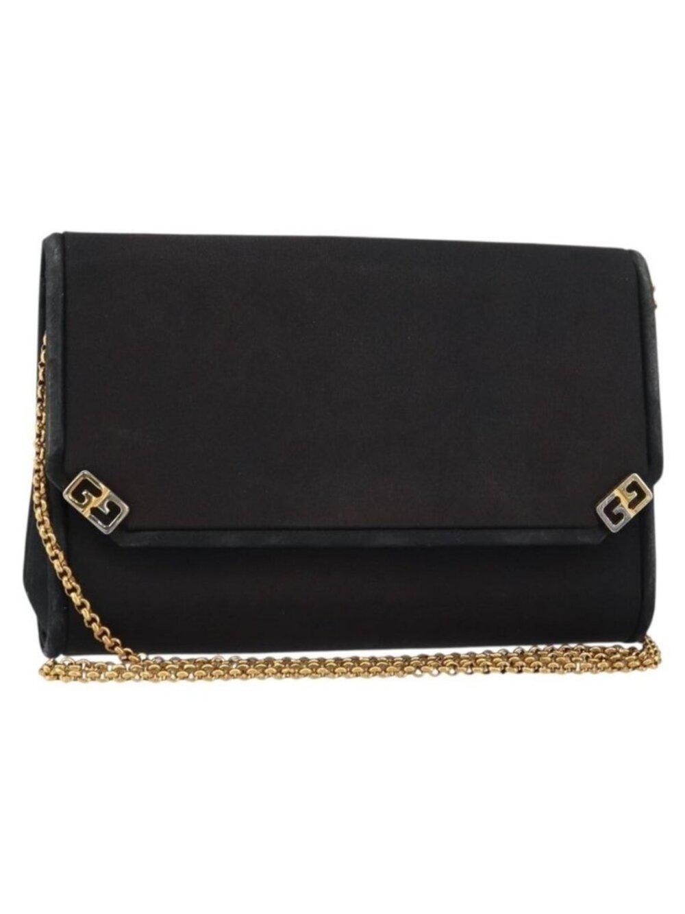 Authentic GUCCI Chain Shoulder Bag Nylon Black Gold